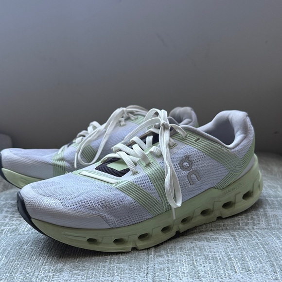 On Running Women's Athletic Shoes - White and Light Green - Picture 2 of 6